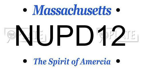 NUPD12 Massachusetts License Plate
