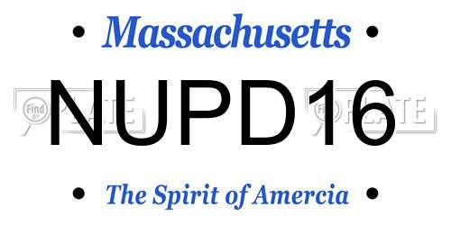 NUPD16 Massachusetts License Plate