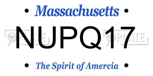 NUPQ17 Massachusetts License Plate
