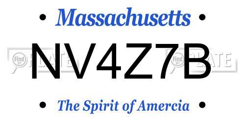 NV4Z7B Massachusetts License Plate