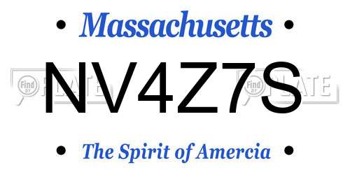 NV4Z7S Massachusetts License Plate
