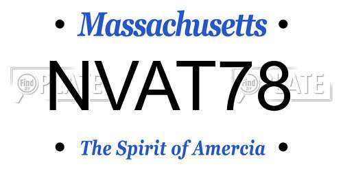 NVAT78 Massachusetts License Plate
