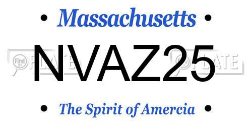NVAZ25 Massachusetts License Plate