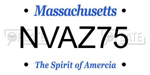 NVAZ75 Massachusetts License Plate