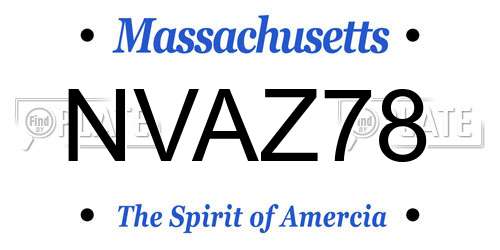 NVAZ78 Massachusetts License Plate