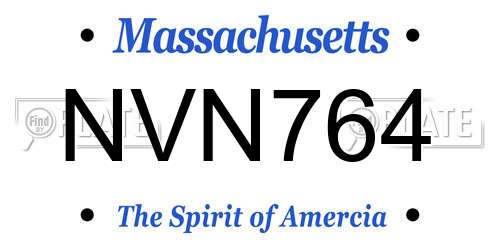 NVN764 Massachusetts License Plate