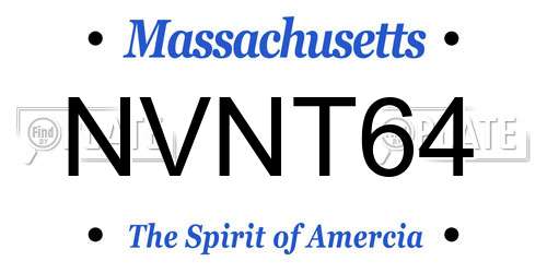 NVNT64 Massachusetts License Plate