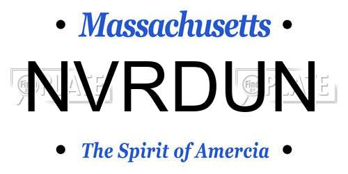 NVRDUN Massachusetts License Plate