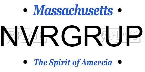 NVRGRUP Massachusetts License Plate