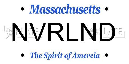 NVRLND Massachusetts License Plate