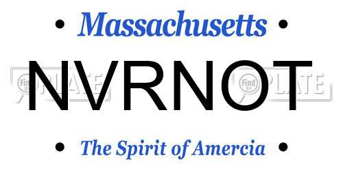 NVRNOT Massachusetts License Plate