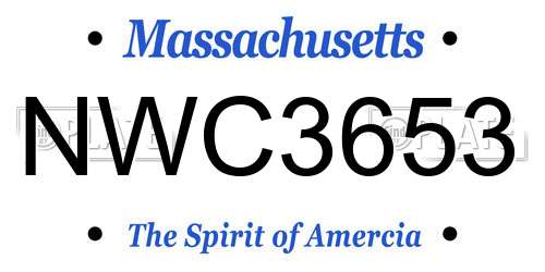 NWC3653 Massachusetts License Plate