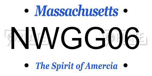NWGG06 Massachusetts License Plate