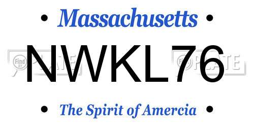 NWKL76 Massachusetts License Plate