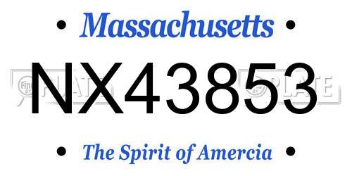NX43853 Massachusetts License Plate