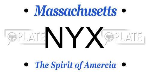 NYX Massachusetts License Plate
