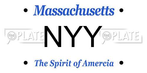 NYY Massachusetts License Plate