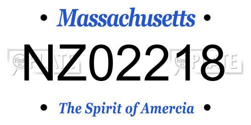 NZ02218 Massachusetts License Plate
