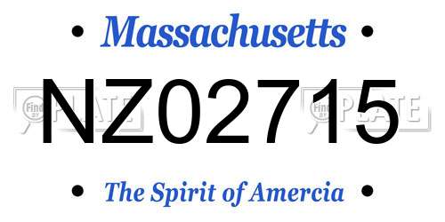 NZ02715 Massachusetts License Plate