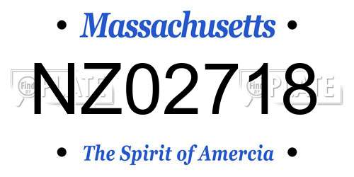 NZ02718 Massachusetts License Plate