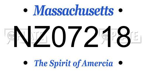 NZ07218 Massachusetts License Plate