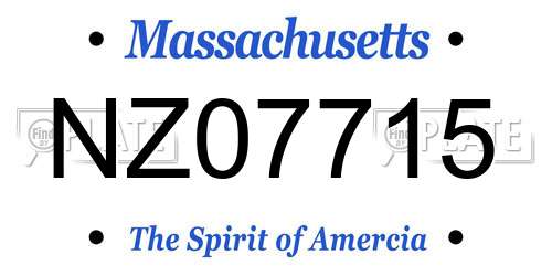 NZ07715 Massachusetts License Plate