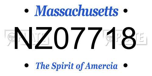 NZ07718 Massachusetts License Plate