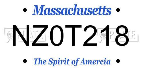 NZ0T218 Massachusetts License Plate