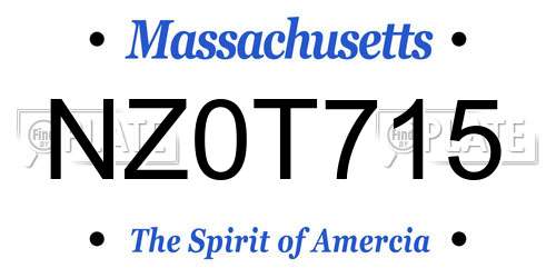 NZ0T715 Massachusetts License Plate
