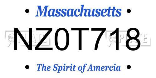 NZ0T718 Massachusetts License Plate