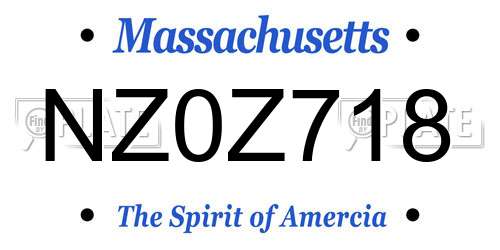 NZ0Z718 Massachusetts License Plate