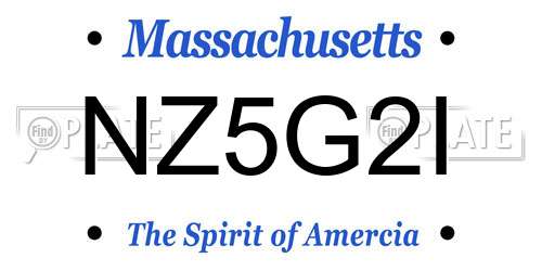 NZ5G2I Massachusetts License Plate