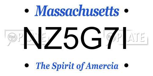 NZ5G7I Massachusetts License Plate