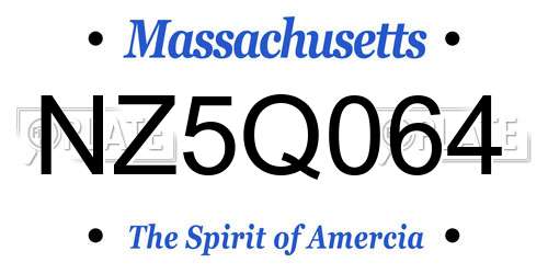 NZ5Q064 Massachusetts License Plate