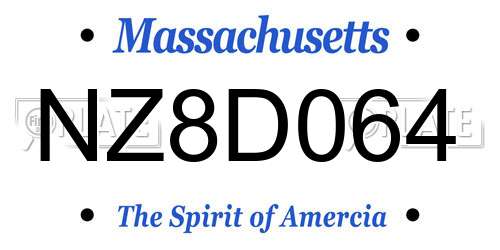 NZ8D064 Massachusetts License Plate