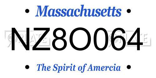 NZ8O064 Massachusetts License Plate