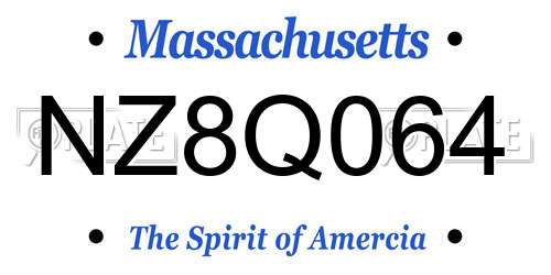 NZ8Q064 Massachusetts License Plate