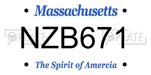 NZB671 Massachusetts License Plate