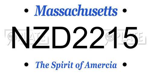 NZD2215 Massachusetts License Plate