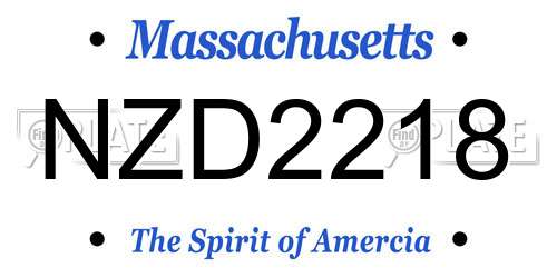 NZD2218 Massachusetts License Plate