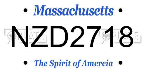 NZD2718 Massachusetts License Plate