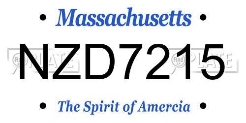 NZD7215 Massachusetts License Plate