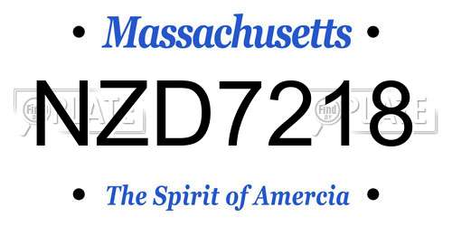 NZD7218 Massachusetts License Plate