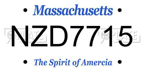 NZD7715 Massachusetts License Plate