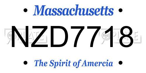 NZD7718 Massachusetts License Plate
