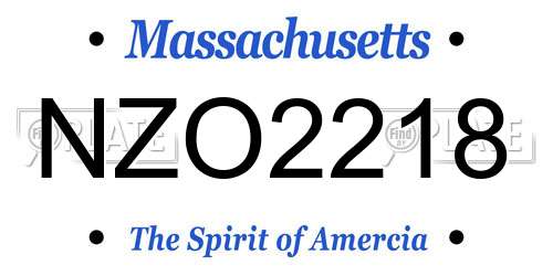 NZO2218 Massachusetts License Plate
