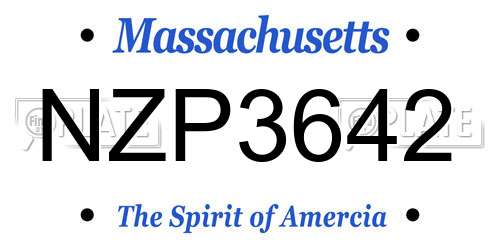 NZP3642 Massachusetts License Plate
