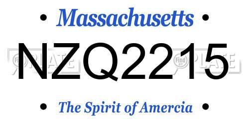 NZQ2215 Massachusetts License Plate