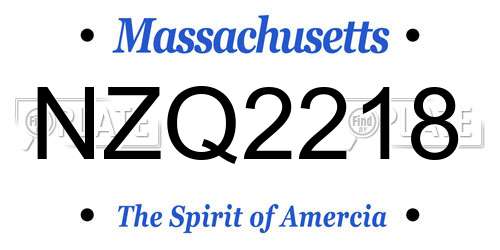 NZQ2218 Massachusetts License Plate