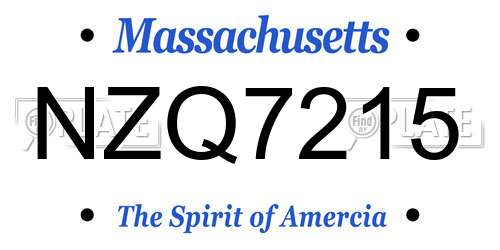 NZQ7215 Massachusetts License Plate